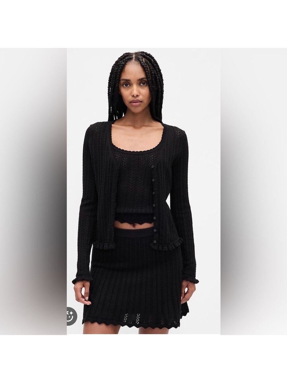 Gap Cashsoft Pointelle Ruffled Sleeve Cardigan Sweater NWT XXLT Transitional